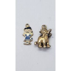 Vintage Peanuts Lucy Charm Snuffy Elephant Pendant United Disney Japan Set Rare